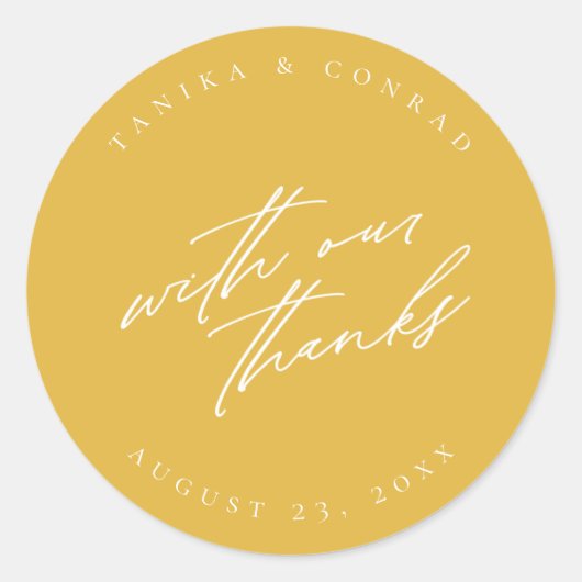 Sticker Rond Mariage Avec Nos Merci Wht/Gold ID954 (Devant)