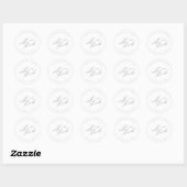 Sticker Rond Mariage Avec Notre Merci Sage/Wht ID954 (Feuille)