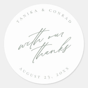 Sticker Rond Mariage Avec Notre Merci Sage/Wht ID954