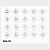 Sticker Rond Mariage avec perles et Prosecco (Feuille)
