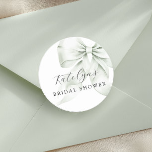 Sticker Rond Mariage avec un Nœud Vert