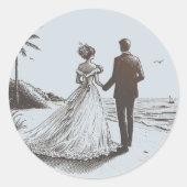 Sticker Rond Mariage Beach Couple (Devant)