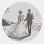 Sticker Rond Mariage Beach Couple (Devant)