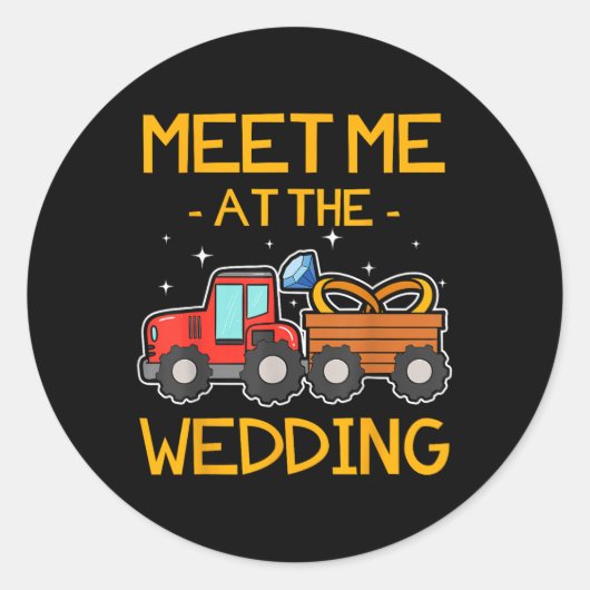 Sticker Rond Mariage Bearer Tractor Bride Groom Réception (Devant)