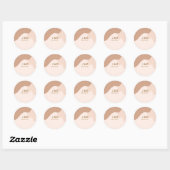Sticker Rond Mariage beige boho incurvé nom date orange (Feuille)