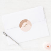 Sticker Rond Mariage beige boho incurvé nom date orange (Enveloppe)