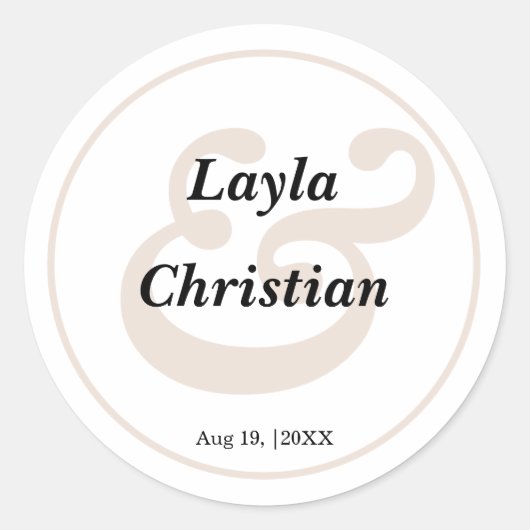 Sticker rond Mariage beige classique (Devant)