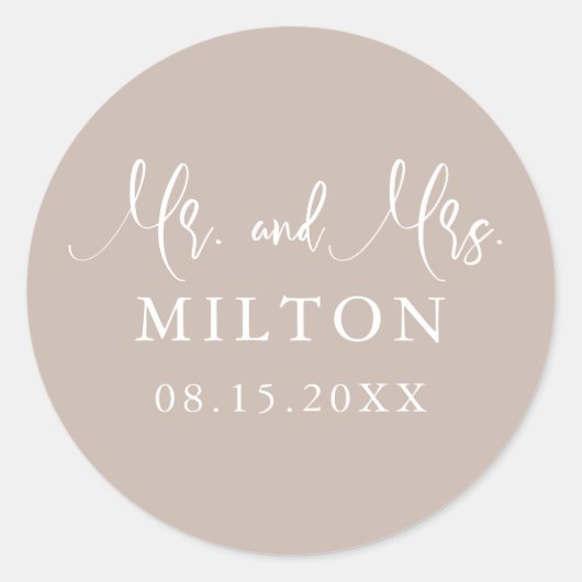 Sticker Rond Mariage beige et blanc (Devant)