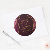 Sticker Rond Mariage Bille d'Agate Rouge et Or (Enveloppe)