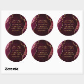 Sticker Rond Mariage Bille d'Agate Rouge et Or (Feuille)