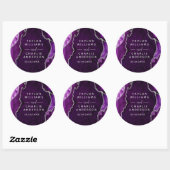 Sticker Rond Mariage Bille d'Agate Violette et Argentée (Feuille)