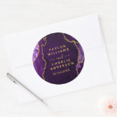 Sticker Rond Mariage Bille d'agate violette et dorée (Enveloppe)