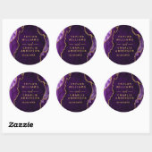 Sticker Rond Mariage Bille d'agate violette et dorée (Feuille)