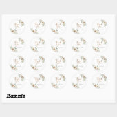 Sticker Rond Mariage Blanc d'Hiver Floral Shower (Feuille)