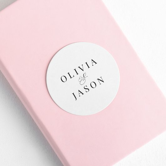 Sticker Rond Mariage blanc élégant classique