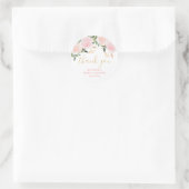 Sticker Rond Mariage Blanc Fleur Rose Doré  (Sac)