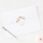 Sticker Rond Mariage Blanc Fleur Rose Doré  (Enveloppe)