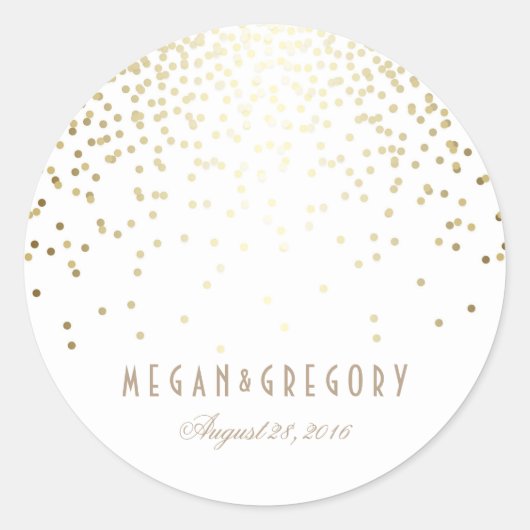 Sticker Rond Mariage blanc Gold Confetti (Devant)