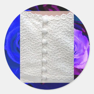 Sticker Rond Mariage blanc Gown bleu violet Roses