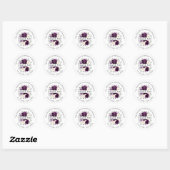 Sticker Rond Mariage blanc Merci blanc d'aubergine de prune vio (Feuille)