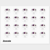 Sticker Rond Mariage blanc Merci blanc d'aubergine de prune vio (Feuille)
