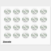 Sticker Rond Mariage Blanc Moderne avec Feuillage Minimal (Feuille)