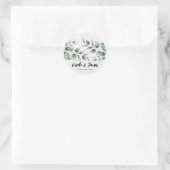 Sticker Rond Mariage Blanc Moderne avec Feuillage Minimal (Sac)