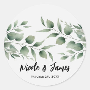 Sticker Rond Mariage blanc moderne avec un minimum de verdure