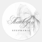 Sticker Rond Mariage Blanc Perles Nœud Papillon (Devant)