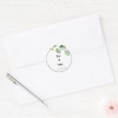 Sticker Rond Mariage blanc personnalisé simple Eucalyptus Stem (Enveloppe)