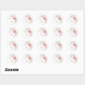 Sticker Rond Mariage blanc rose Fleur sauvage (Feuille)