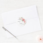 Sticker Rond Mariage blanc rose Fleur sauvage (Enveloppe)