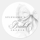 Sticker Rond Mariage Blanc Ruban Blanc Perles (Devant)