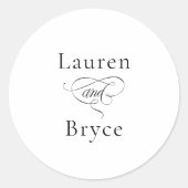 Sticker Rond Mariage blanc simple et élégant (Devant)