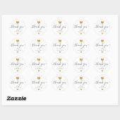 Sticker Rond Mariage blanc simple et moderne Gold Heart (Feuille)