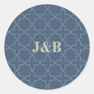 Sticker Rond Mariage bleu avec Motif en lattes