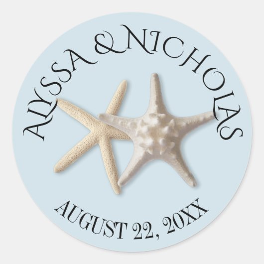 Sticker Rond Mariage bleu clair Starfish (Devant)