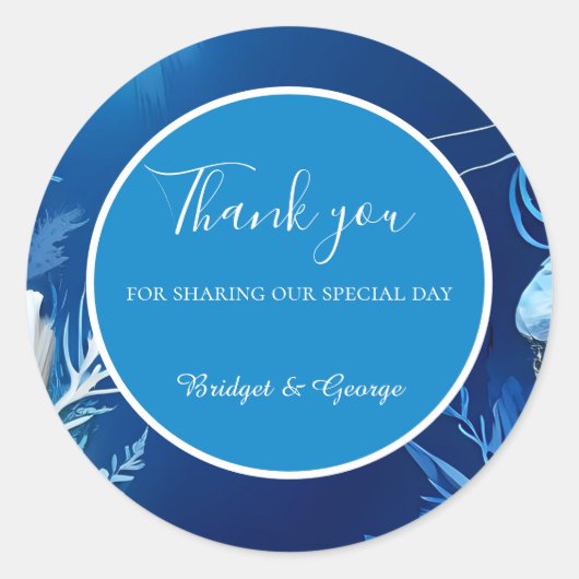 Sticker Rond mariage bleu côtier (Devant)