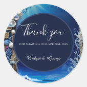 Sticker Rond mariage bleu côtier (Devant)