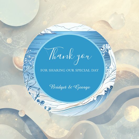 Sticker Rond mariage bleu côtier