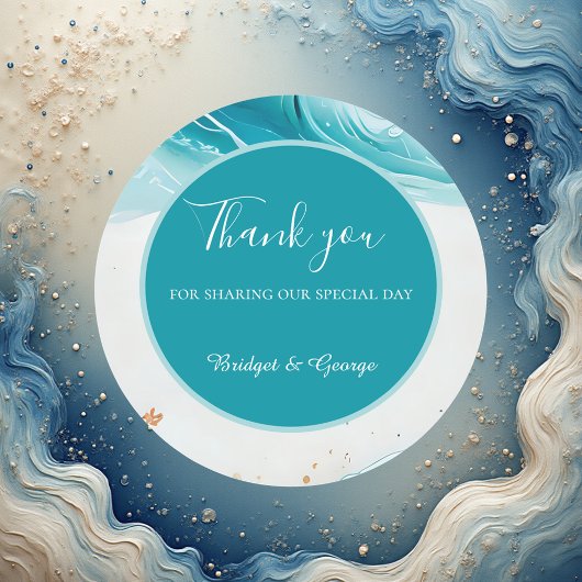Sticker Rond mariage bleu côtier