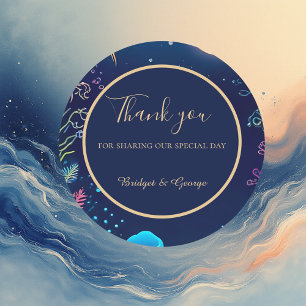 Sticker Rond mariage bleu côtier