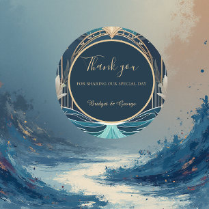 Sticker Rond mariage bleu côtier
