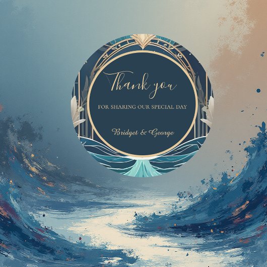 Sticker Rond mariage bleu côtier