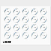 Sticker rond Mariage bleu Dusty (Feuille)