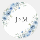 Sticker rond Mariage bleu Dusty (Devant)
