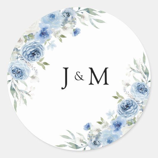 Sticker rond Mariage bleu Dusty (Devant)