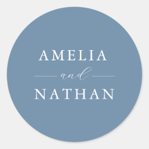 Sticker Rond Mariage bleu Dusty