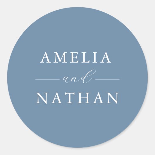 Sticker Rond Mariage bleu Dusty (Devant)