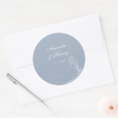 Sticker Rond Mariage bleu Dusty tiré main (Enveloppe)